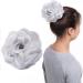 Silver Gray Messy Hair Bun Scrunchie Extension for Women | Curly Wavy Chignon Updo Hairpiece and Ponytail Accessory - Buy Online on SooperMarket.com
