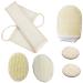 ENLAYER 6 Pack Natural Loofah Exfoliating Back Scrubber and Pad Set for Deep Cleaning in Shower Natural Luffa Shower Bath Sponge Exfoliating Washcloth Face Scrubber Pad