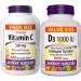 Webber Naturals Vitamin C Chewbale 500 mg 300 Orange Flavour Tablets For Bones Teeth & Vitamin D3 1000 IU 500 Tablets For Healthy Bones Teeth and the Maintenance of Good Health