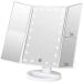 Infitrans 3 Folds Lighted Vanity Makeup Mirror,1X/2X/3X Magnification, 21 LED Bright Table Mirror with Touch Screen,180 Adjustable Rotation,Portable Travel Cosmetic Mirror White