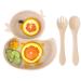 Qshare Baby Suction Plate Silicone Suction Plate Baby with Spoon and Fork Non Slip Self Feeding Training Divided Weaning Plates for Baby Toddler (Beige)