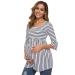 Love2Mi Women Maternity Blouse A Line Pregnancy Shirt 3/4 Bell-Sleeve Striped Maternity Clothes L White Black Stripe