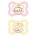 MAM SUPREME Night Schnuller in a set of 2 bright baby pacifier for healthy dental and jaw development prevents skin irritation with pacifier box 0-6 months cat/snail cat/snail 0-6 months/night