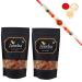 Jaiccha Ghasitaram Rakhi Gifts for Brothers Rakhi Dryfruits - Dried Papaya 400 GMS in Black Paper Pouch with Rudraksh Rakhi