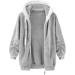 Ronony Teddy Mantel Women's Long Plush Jacket - Stylish Winter Coat with Zip Hoodie Fleece Teddy Jacket in Gray - Perfect for Cold Weather - Buy Online on SooperMarket.com