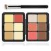 12 Colors Cream Blush+Contour+Concealer+Highlighter Makeup Palette for Cheeks - Multi-functional Makeup Palette with Brush Natural Matte Long Wearing Waterproof Face Makeup Palette (#05) Set #05 Blush+Contour+Concealer+Highlighter
