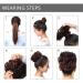 Golden & Bleach Blond Updo Ponytail Hair Extension | Messy Bun Scrunchie Curly Wavy Hairpiece for Women - 35g - Buy Online on SooperMarket.com