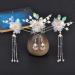 OSALADI 1 Set Hairpin Earring Set Flower Tassel Hairpins Dangle Earrings Flower Pearl Side Comb Dangle Rhinestone Earrings Floral Headpiece Flower Tassel Hair Fork Sweet China Miss Alloy - Buy Online on SooperMarket.com
