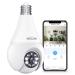 WOOLINK 2K Wireless Light Bulb Security Camera - 2.4Ghz WiFi Light Bulb Camera for Home Security, Smart Surveillance Camera Bulb, Color Night Vision, Motion Detection, Cloud/SD Card Storage