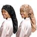 Ladaypoa long satin hair hood girls silky hat 2 pieces women long satin hood sleeping hat to sleep extra large satin sleeping cap unit size black + khaki