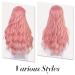AISI BEAUTY Pink Wig with Bangs - 24 Inch Synthetic Long Wavy Pink Wig for Women - Halloween Cosplay Party Hairpiece - Buy Online on SooperMarket.com