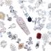 Tsuwno 30 pcs.Luxury Zircon Nagel Charms 3D alloy Nailart pendant in silver decorated with rhinestones.For nails and nail jewelry: butterfly heart snake flower glitter stones.