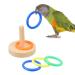 Yunmoxiao Bird Training Toy Wooden Bird Block Puzzle Toy Parrot Training Basketball Colorful Stacking Rings Toy Birds for small to Medium Birds