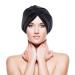 Silk Hair Wrap for Sleeping Mulberry Silk Bonnet Double-Sided Sleep Cap Sleep Turban Hair Bonnet for Curly Hair Women Silk Sleep Cap with Elastic Bow Stay On Head Black