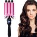 3 Barrel Waver Iron Hair Waver Curler Iron Hair Curler 1 in Professional Salon Ceramic Curling Iron New Hair Styling Tools with LCD Display (Pink) Pink With Lcd