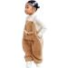Flannel Winter Kids Suspender Pants | Warm Toddler Overalls for Boys & Girls | Cotton Leggings | Brown | Size 3-4T - Buy Online on SooperMarket.com
