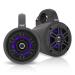 Pyle Waterproof Marine Wakeboard Tower Speakers - 4 Inch Dual Subwoofer Speaker Set w/ 300 Max Power Output - Boat Audio System w/Built-in LED Lights - Mounting Clamps Included PLMRLEWB46B (Black) LED Black