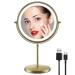 zelaxy 8 Inch Makeup Vanity Mirror with Lights  Rechargeable Double Sided 1X 10X Magnifying Mirror  Lighted Makeup Mirror with 3 Color Lighting  Touch Sensor Dimming  Brightness Adjustable (Bronze) Bronze-2