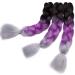 Tess Braids Extensions 60 cm | Jumbo KanCalon Ombre Hair Braids - Black/Purple/Gray - 100g Bundle for Box Braids - Buy Online on SooperMarket.com