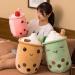 HPORY Bubble Tea Plush Pillow - Cute Boba Milk Tea Cup Toy with Strawberries - Soft Stuffed Throw Pillow for Kids - Green 35cm - Buy Online on SooperMarket.com