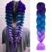 Aomig braids extensions ombre artificial hair for braiding 24 "strands of hair for braiding hair fake hair single-braid hair braid extensions for hair box braid (purple/light violet/Seeblau) 1PC-purple/sea blade/light violet