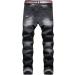 Retro Ripped Slim Jeans Men Regular Fit Distressed Vintage Denim Black 34 - Buy Online on SooperMarket.com