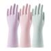 Cool job Reusable household gloves 3 pairs of fragrant rubber gloves with non -slip handle waterproof for kitchen rinsing cleaning long arm size L L (3 pack) purple rose sage