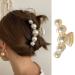 Large Pearl Hair Claw Clips White Hair Clips Strong Hold Hair Jaw Clips Big Hair Clips Barrettes Nonslip Hair Accessories for Women Daily Birthday Wedding Wear Thick or Thin Hair Styling Clamp