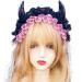 JSGHGDF Creative Spooky Devil Horn Shape Hairband Women Pleated Lace Makeup Skincare Headband for Halloween Photography Hairband Black - Buy Online on SooperMarket.com