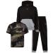 RBX Boys' Jogger Set - 3 Piece Short Sleeve T-Shirt, Fleece Sweatshirt, and Sweatpants Black 12