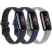 Funeng 3 Pack Bands Compatible with Fitbit Luxe Bands for Women Men, Soft Silicone Sport Replacement Wristbands Strap (Large, Black+Navy Blue+Gray) Large Black+Navy Blue+Gray
