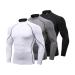 3 Pack Mens Mock Turtleneck Compression Shirts Long Sleeve Sun Protection Shirts Cooling Workout Gym Tops Undershirt Blkgry+grey+white Large