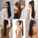 prinfantasy Human Hair Straight Wrap Around Ponytail Extensions Hairpiece Yaki Straight Hairpieces Magic Paste Long Ponytail for Women Girls Netural Black 24 In GBMW278 MW278 24 inch - Buy Online on SooperMarket.com