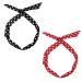 Set of 2 Polka Dot Hair Bands for Girls and Women - Retro 50s Style Bandana - Vintage Adjustable Christmas Headband in Soft Cotton (Red Black)