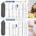 Travel Reusable Utensils Set - Stainless Steel Cutlery with Case, Chopsticks, Straw - Portable Flatware for Camping, 8 Piece Set - Silver - Buy Online on SooperMarket.com