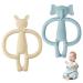 Clundoo 2 pieces of baby biting toys elephant & rabbit tooth aid bite ring for babies bite ring made of silicone dental aid biting toys for 3-24 months baby stimulates and massages Sore Gums