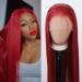 Towarm Red Wig Long Straight Dark Red Synthetic Lace Front Wigs Pre Plucked Natural Hairline with Baby Hair for Black Women Heat Resistant Fiber Hair Cosplay Daily Wear Wig (Red)