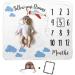 Baby Monthly Milestone Blanket | Includes Felt Frame and Baby Aviator Hat | 1 to 12 Months | Premium Extra Soft Fleece | Best Photography Backdrop Prop for Newborn Boy & Girl (Airplane Blanket)