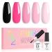 AILLSA Hot Pink Gel Nail Polish Set Black Nude Baby Pink Gel Polish with Base and Top Coat Long Lasting Barbie All Season Color Soak Off U V L ED Manicure Art Salon DIY at Home 7Pcs 8ML Black Pink