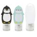 Silicone Cosmetic Travel Bottles w/Penguin Design Leak-Proof Travel Accessories Portable and Refilled TSA Approved.