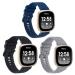 3-Pack Sport Bands Compatible with Fitbit Sense/Sense 2/Versa 3/Versa 4, Classic Soft Silicone Replacement Wristband Strap Accessories for Women Men(Black/Midnight Blue/Gray)