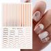 6 Sheet Gold French Fashion Line Nail Art Stickers Decals - Self-Adhesive 3D Nail Decals for Luxury Nail Design and Supply - Buy Online on SooperMarket.com