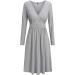 OUGES Women's Spring Casual Midi Dress | Long Sleeve V-Neck Floral Wrap Dress XL Light Gray - Buy Online on SooperMarket.com