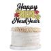 Qertesl 24PCS Happy New Year Cupcake Topper Hello 2022 Cheers to 2022 New Year Cake Decoration New Years Eve Party Decorations Supplies. (Black gold2)