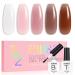 AILLSA Milky White Gel Nail Polish Set Nude Sheer Pink Brown Gel Polish with Base and Top Coat Jelly Natural Neutral Nail Polish Gel Soak Off U V Starter Kit Gift DIY Manicure at Home A2-amber Brown