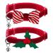 azuza 2 Pack Plaid Pattern Cat Collar Breakaway with Bell and Removable Bowtie Cat Collar Adjustable Cat and Kitten Collars Cat(Neck:8"-12") 1#Holly and Bowtie