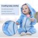 TMEOG Baby Romper Hooded Jumpsuit | Unisex 6-12 Months | Blue Star Design | Autumn Winter Flannel Clothing - Buy Online on SooperMarket.com