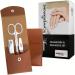 Premium Solingen Travel Nail Care Set - Sword Crown Nail Scissors Nail File Tweezers & Clippers - Made in Germany - Perfect Gift (Brown 4-Piece) - Buy Online on SooperMarket.com