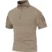 Magcomsen men short arm shirt tactical shirt military army t-shirt paintball combat shirt quick dry polo functional shirt with 1/4 zipper and bags khaki xxl