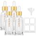 Bumobum Dropper Bottle 2 oz Clear Glass Eye Dropper Bottles with Golden Lid for Essential Oils with Labels and Funnel 4 pack Tincture Bottle 60 ml with Measured Dropper